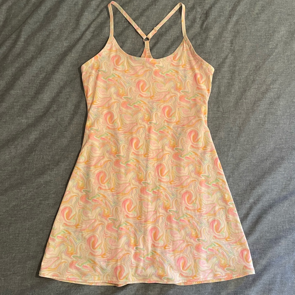 Outdoor Voices Exercise Dress in pink marble